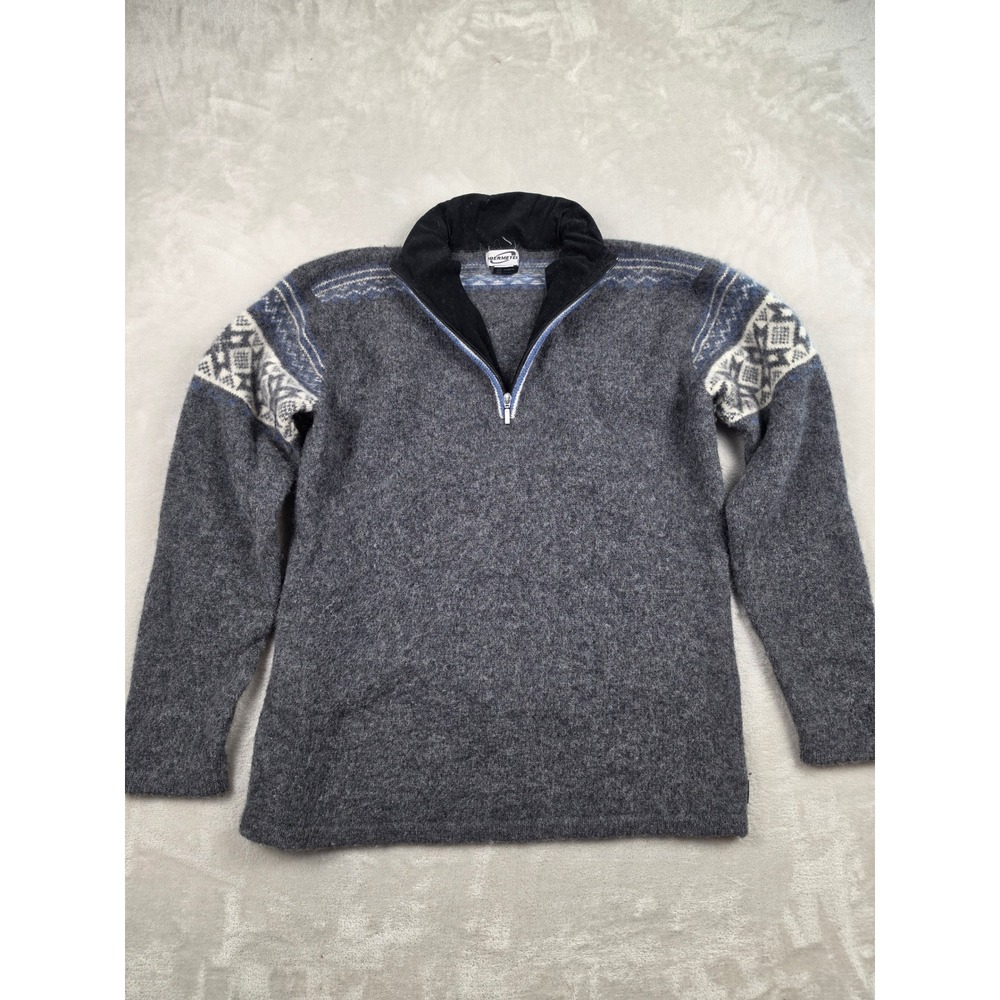 Vintage Obermeyer Wool 1/4 Quarter Zip Sweater Mens L Gray Outdoor Gorpcore